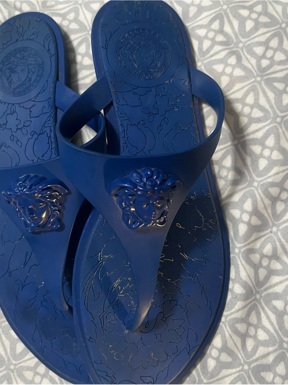Versace Blue Medusa Jelly Thong Sandals